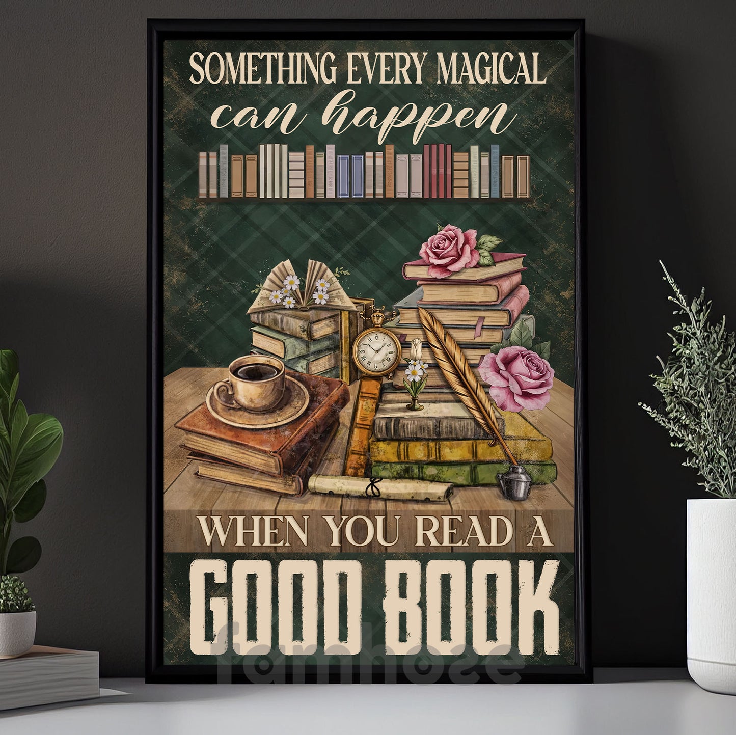 Reading Book Canvas Painting, Something Every Magical Can Happen Wall Art Decor, Poster Gift For Reading Lovers