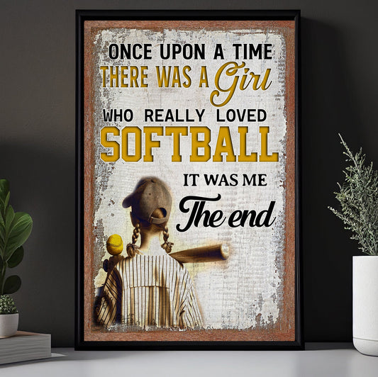 A Girl Who Really Loved Softball, Canvas Painting, Inspirational Quotes Wall Art Decor, Poster Gift For Softball Lovers