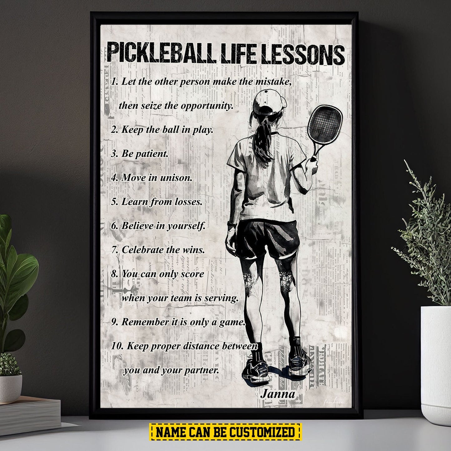 Pickleball Life Lessons, Motivational Pickleball Canvas Painting, Inspirational Quotes Wall Art Decor, Poster Gift For Pickleball Lovers