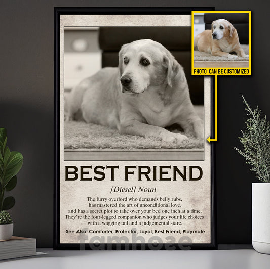 Personalized Photo Pet Die Canvas Painting, Best Friend Wall Art Decor, Poster Gift For Pet Lovers