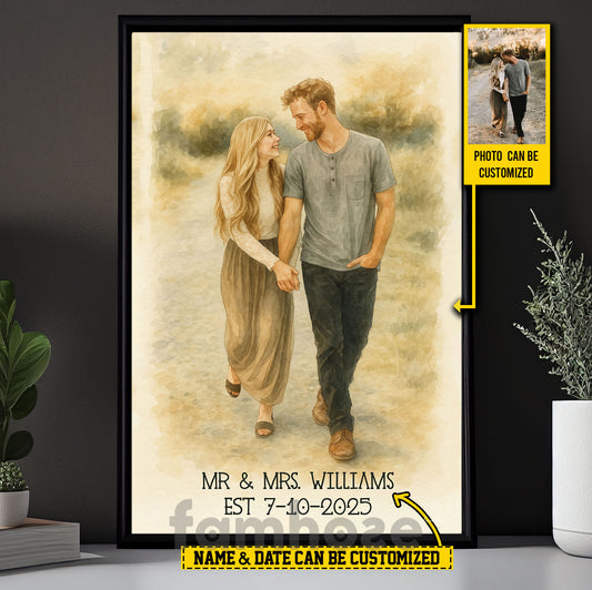 Lovely Personalized Couple Canvas Painting, Forever Us Wall Art Decor, Poster Gift For Couple