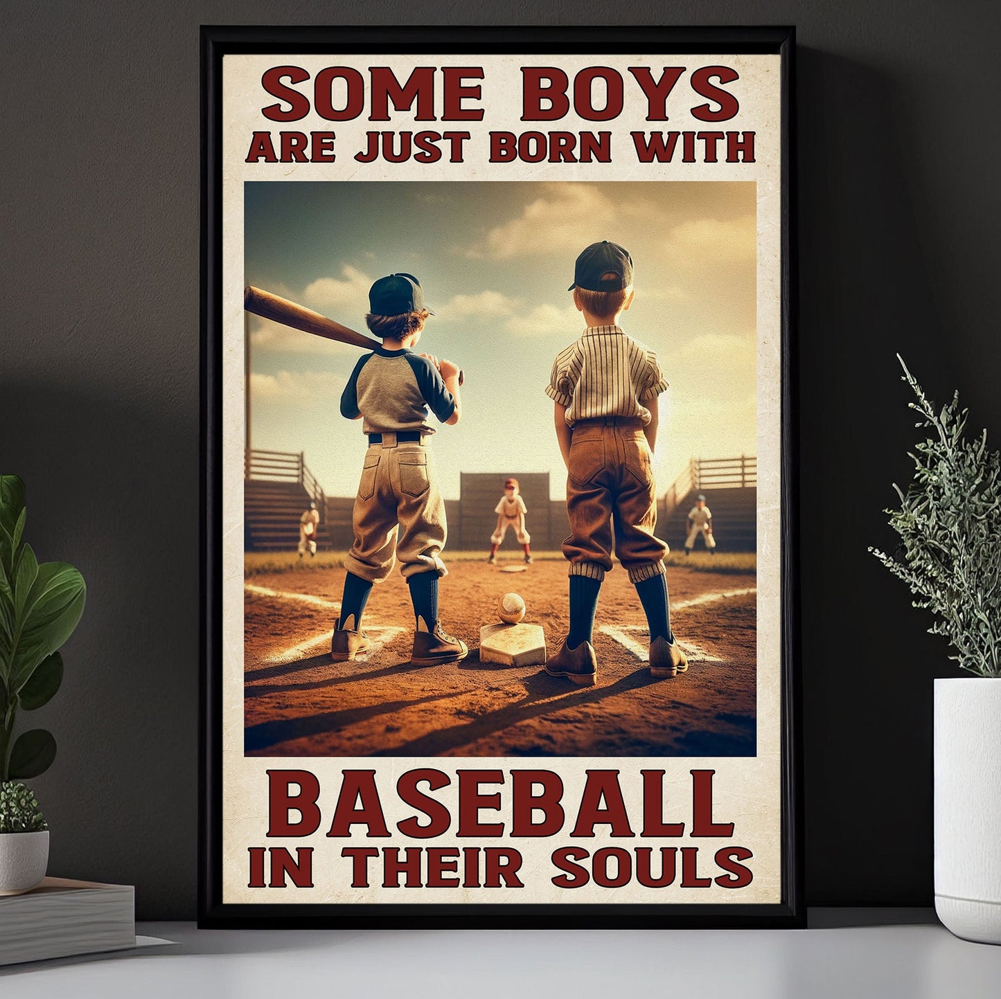 Some Boys Are Just Born With Baseball, Motivational Canvas Painting, Inspirational Quotes Wall Art Decor, Poster Gift For Baseball Lovers