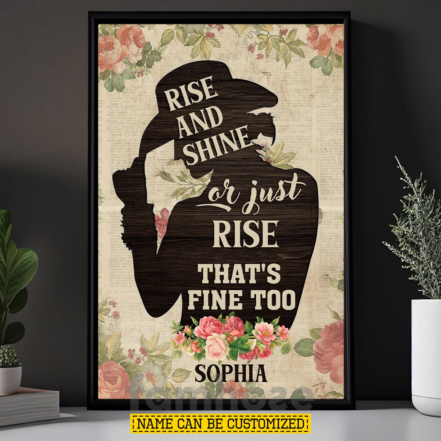 Motivational Personalized Horse Riding Girl Canvas Painting, Rise And Shine Wall Art Decor, Poster Gift For Horse Girl