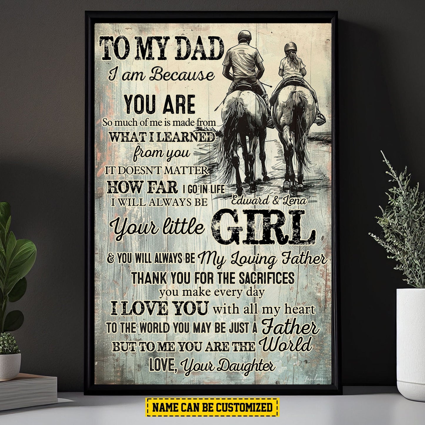 Personalized Motivational Horse Riding Canvas Painting, Inspirational Quotes Wall Art Decor, Father's Day Poster Gift For Horse Riding Lovers