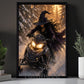 Halloween Snowmobile Witch Canvas Painting, Who Needs a Broom Wall Art Decor, Spooky Season Poster Gift For Snowmobiling Lover