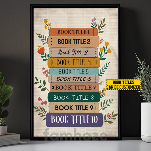 Personalized Book Canvas Painting, 10 Most Loved Books Wall Art Decor, Poster Gift For Book Lover