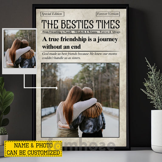 Funny Personalized Friend Canvas Painting, The Besties Times Wall Art Decor, Poster Gift For Best Friend