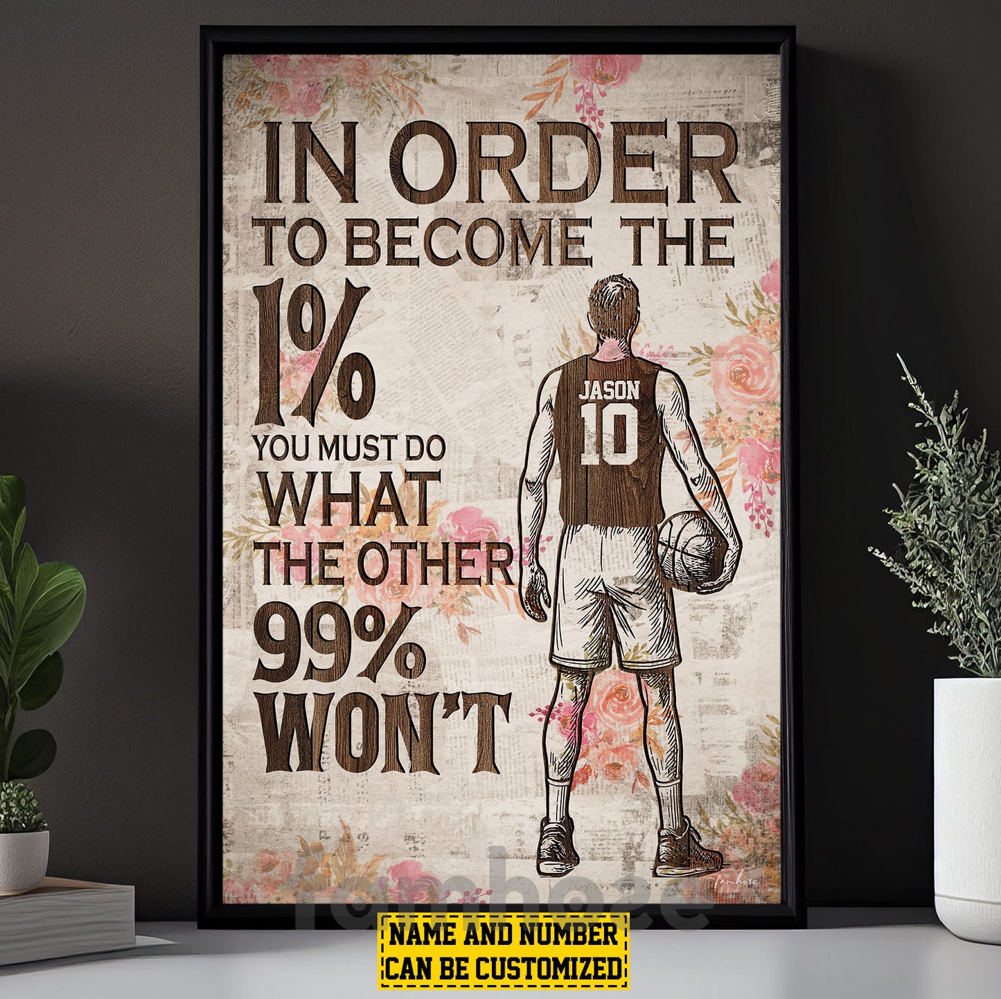 Personalized Basketball Man Canvas Painting, In Order To Become The 1% Sport Wall Art Decor, Poster Gift For Basketball Lovers