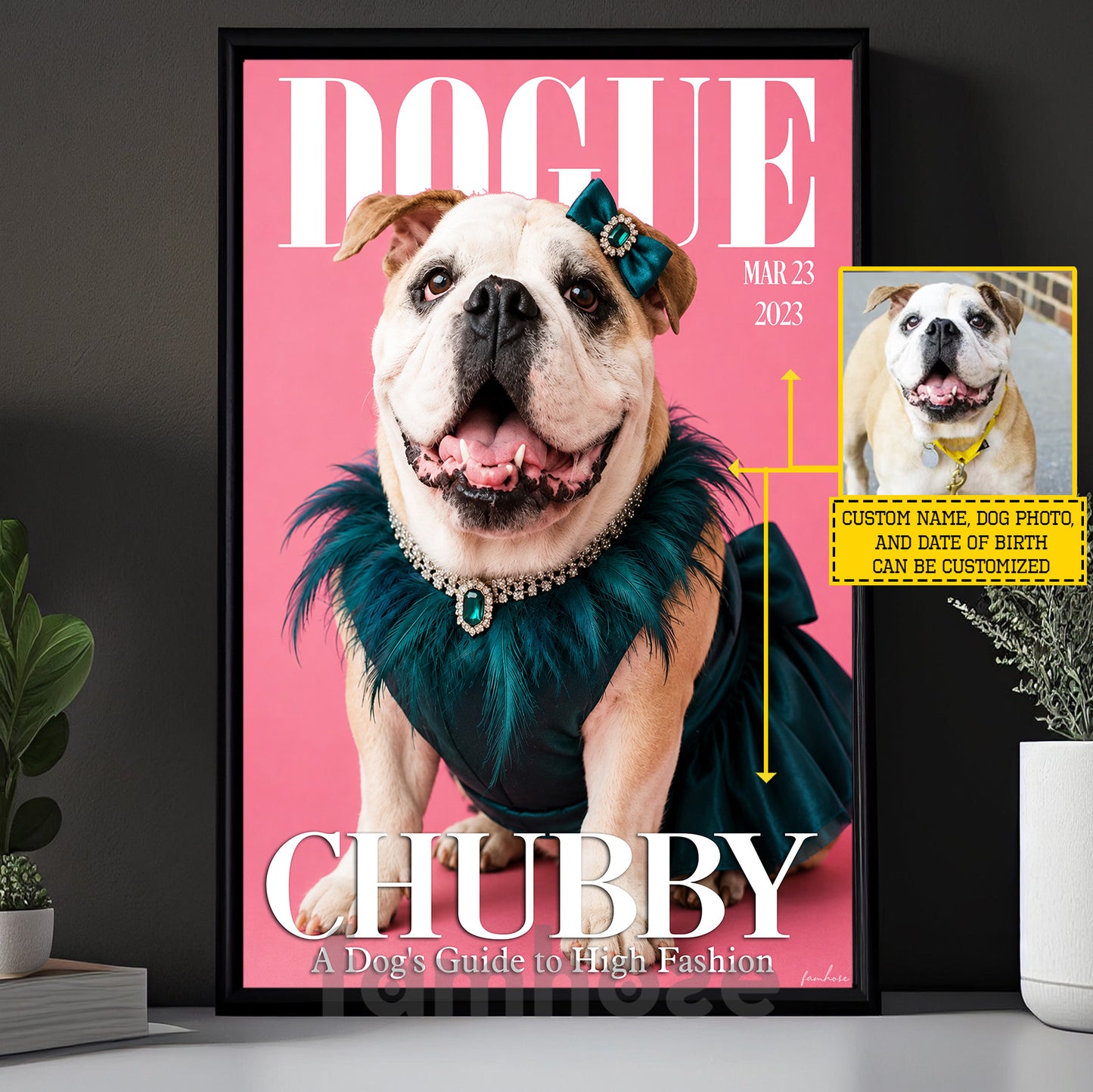 Funny Personalized Fashion Dog Canvas Painting, Dogue Wall Art Decor, Poster Gift For Dog Lover