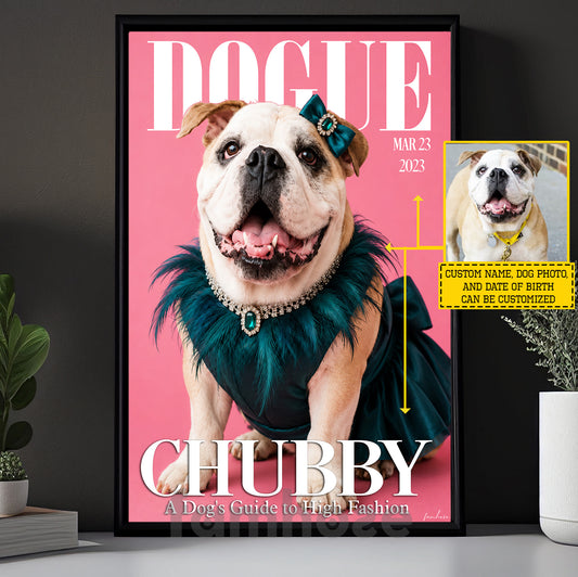 Funny Personalized Fashion Dog Canvas Painting, Dogue Wall Art Decor, Poster Gift For Dog Lover