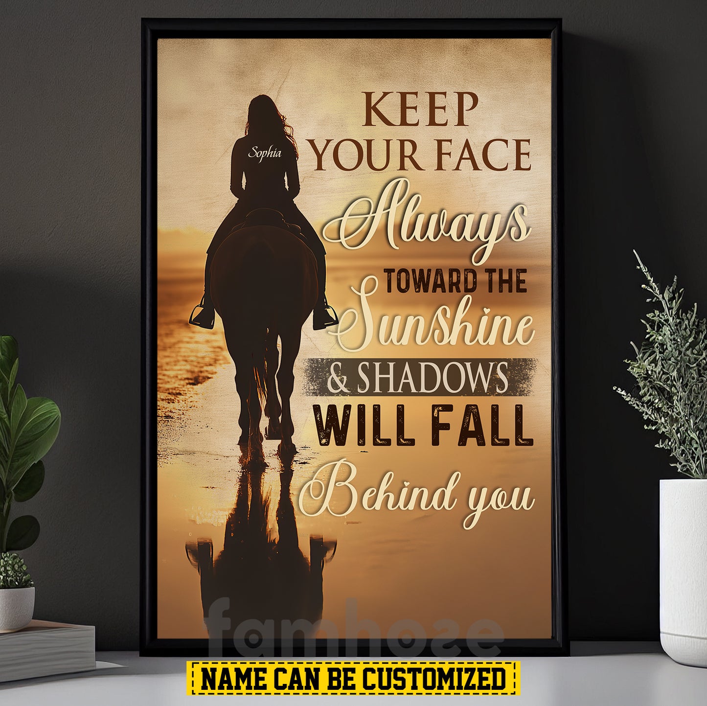 Personalized Horse Riding Canvas Painting, Keep Your Face Always Toward The Sunshine Wall Art Decor, Poster Gift For Horse Girl