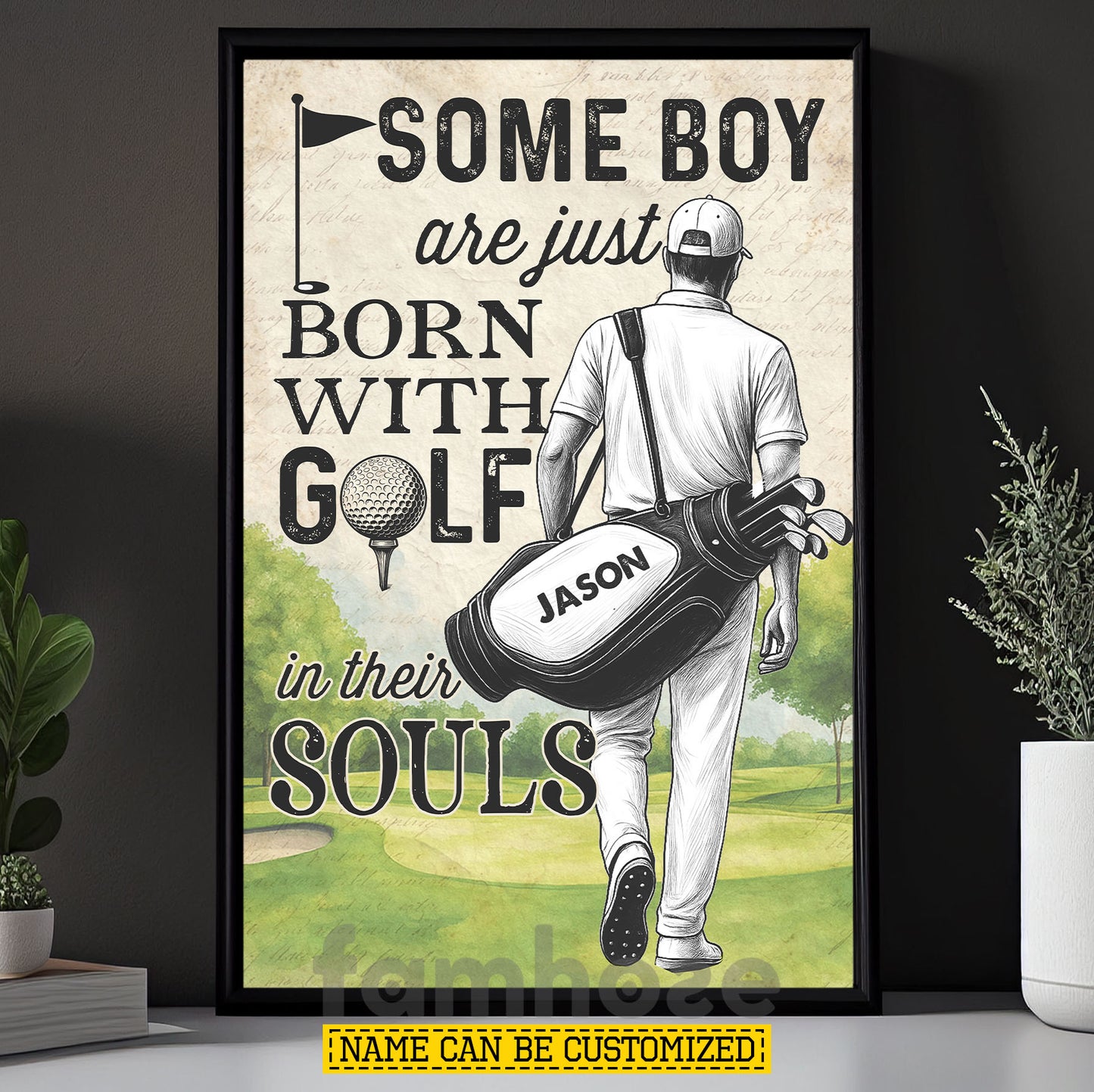 Personalized Golf Man Canvas Painting, Some Boy Are Just Born With Golf Sport Wall Art Decor, Poster Gift For Golf Lover