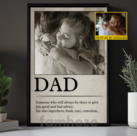 Vintage Personalized Dad Daughter Canvas Painting, Someone Who Will Always Be There Wall Art Decor, Poster Father's Day Gift