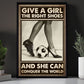 Funny Soccer Canvas Painting, Give A Girl The Right Shoes, Sports Quotes Wall Art Decor, Poster Gift For Soccer Lovers, Soccer Girls