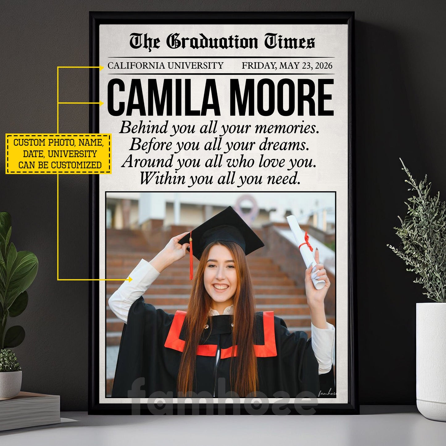 Personalized Graduation Canvas Painting, The Graduation Times Wall Art Decor, Poster Graduation Gift For Graduate