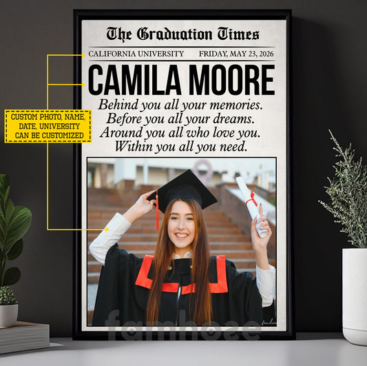 Personalized Graduation Canvas Painting, The Graduation Times Wall Art Decor, Poster Graduation Gift For Graduate