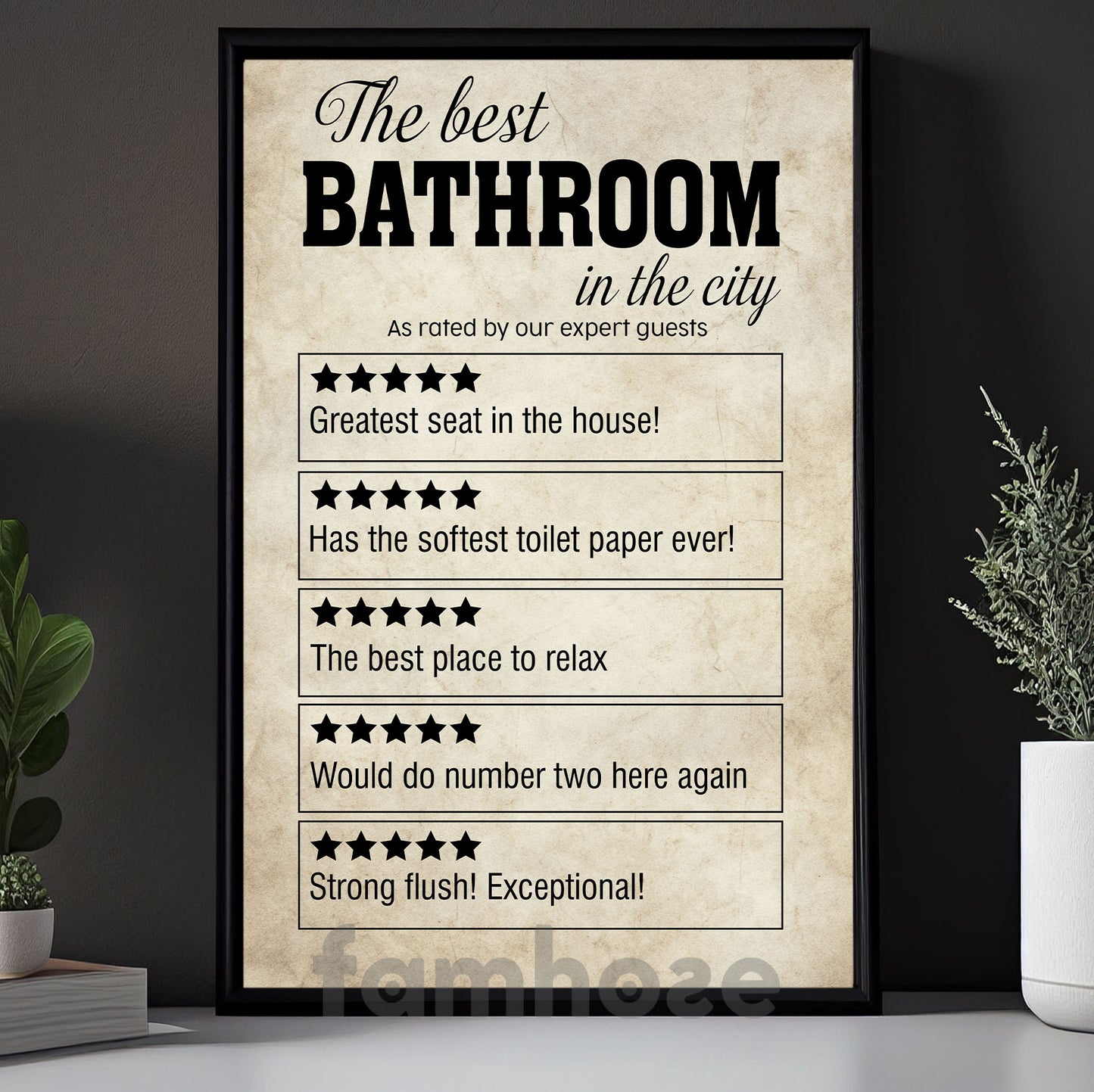 Funny Toilet Canvas Painting, The Best Bathroom In The City Wall Art Decor, Restroom Poster Gift
