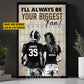 Romantic Personalized Football Couple Canvas Painting, I'll Always Be Your Biggest Fan Sports Wall Art Decor, Valentine's Day Poster Gift For Football-Loving Couple