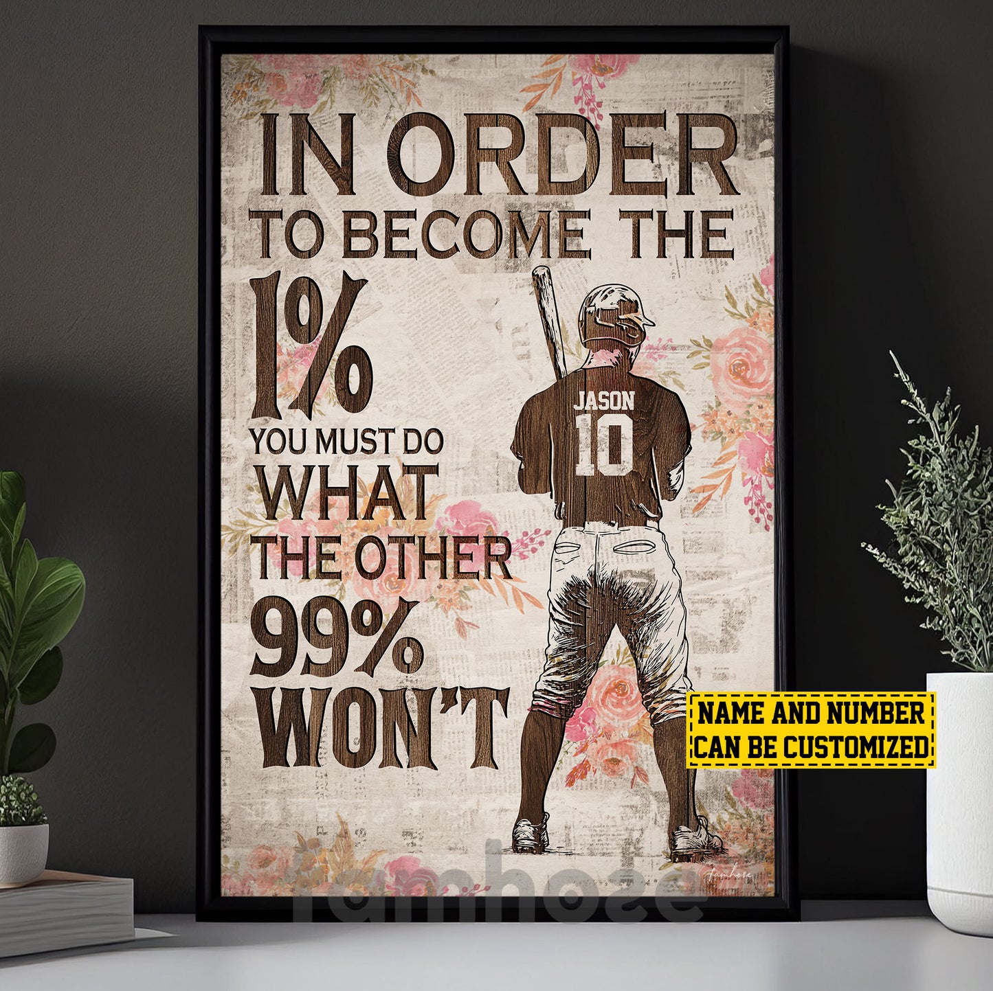 Personalized Baseball Man Canvas Painting, In Order To Become The 1% Sports Wall Art Decor, Poster Gift For Baseball Lovers