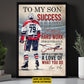 Personalized Hockey Boy Canvas Painting, To My Son Success Is No Accident, Sports Quotes Wall Art Decor, Poster Gift For Hockey Lovers, Gift For Son From Dad,Mom