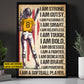 I Am A Softball Player, Personalized Softball Girl Canvas Painting, Sports Quotes Wall Art Decor, Poster Gift For Softball Lovers, Softball Girls