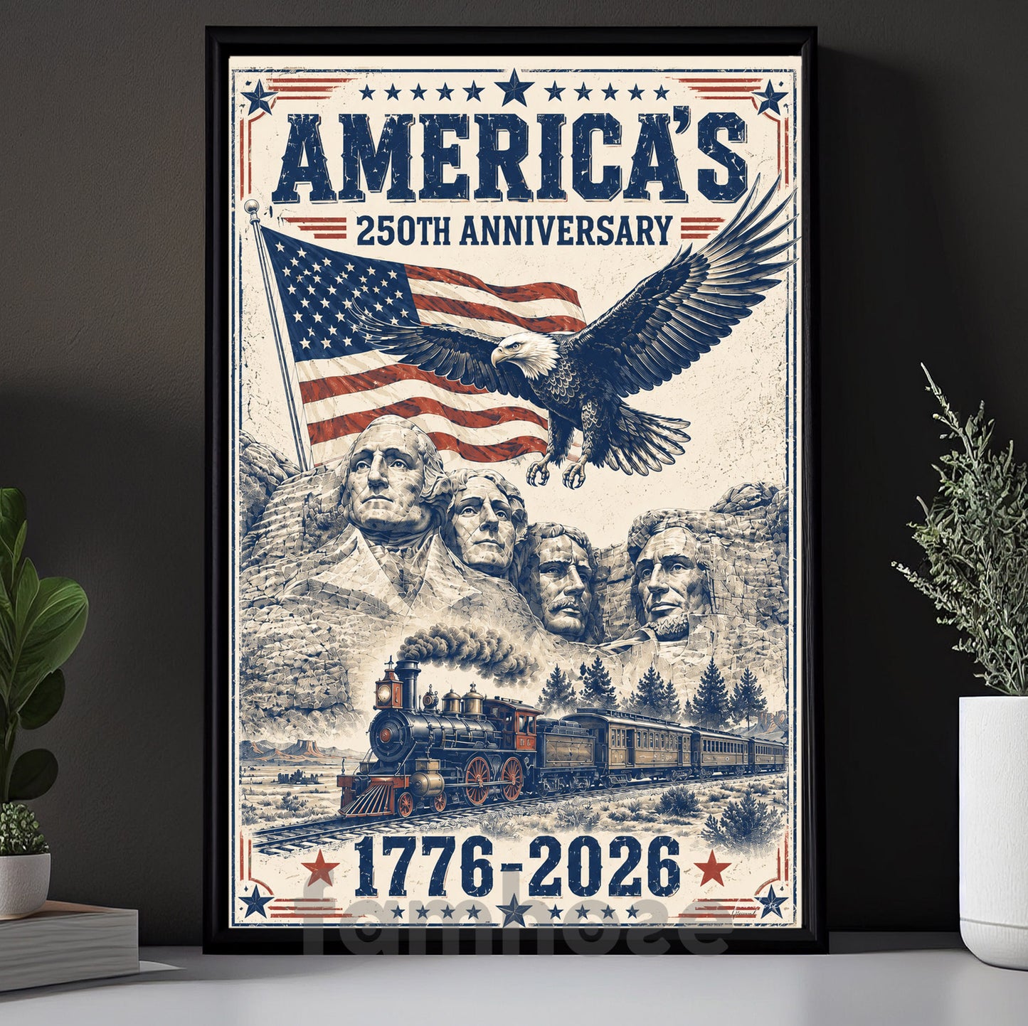 July 4th USA 250 Anniversary Canvas Painting, 250 Years Of American Strength Wall Art Decor, Poster Independence Day Gift For American Lover