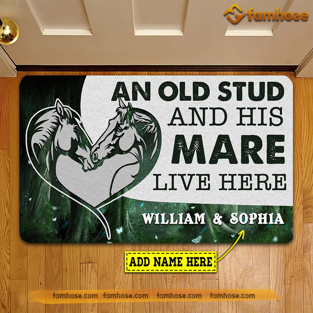 Personalized Horse Doormat, An Old Stud And His Mare Live Here Gift For Horse Lovers, New Home Gift, Housewarming Gift, Horse Decor