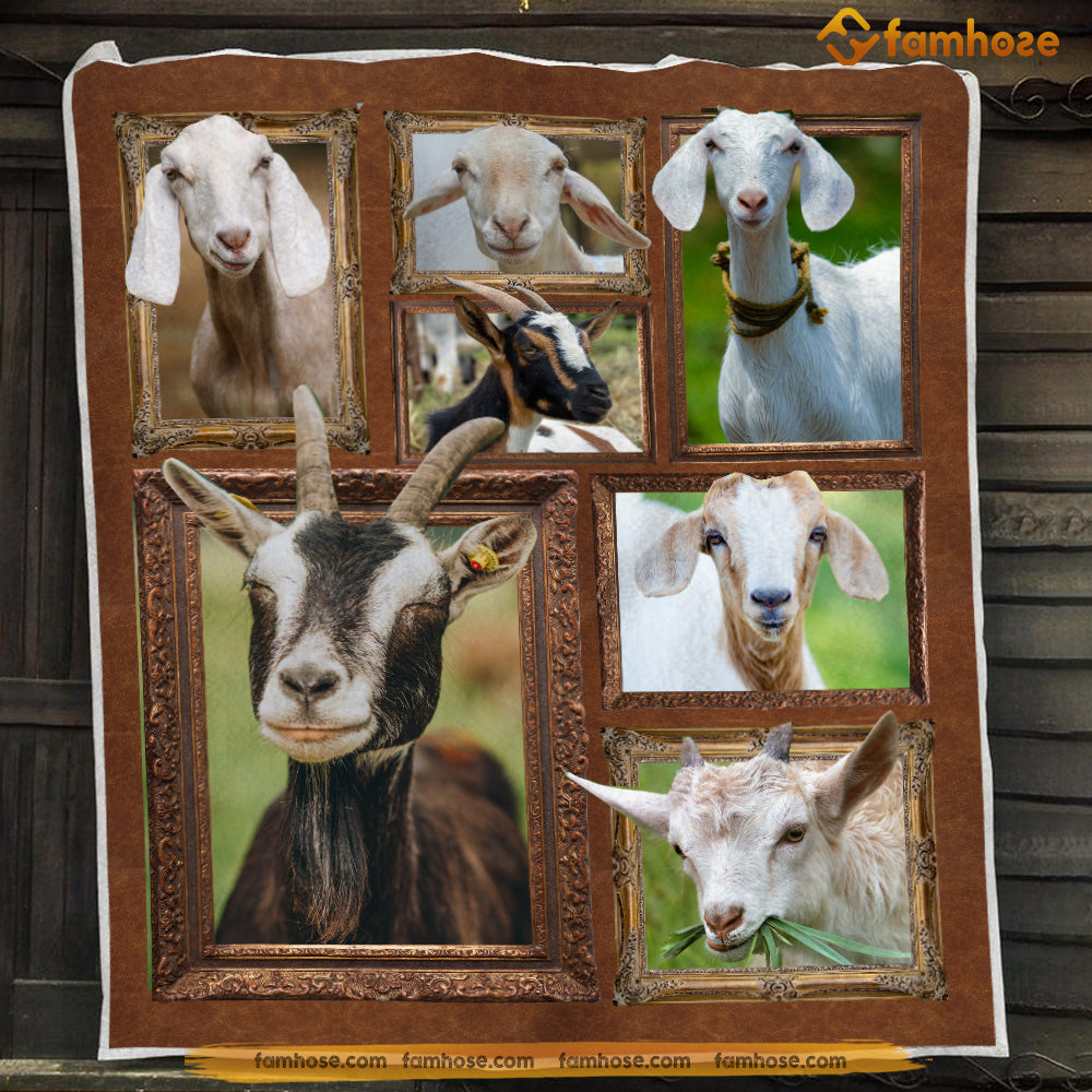 Goat Blanket, Eating Grass Goat Fleece Blanket - Sherpa Blanket Gift For Goat Lover