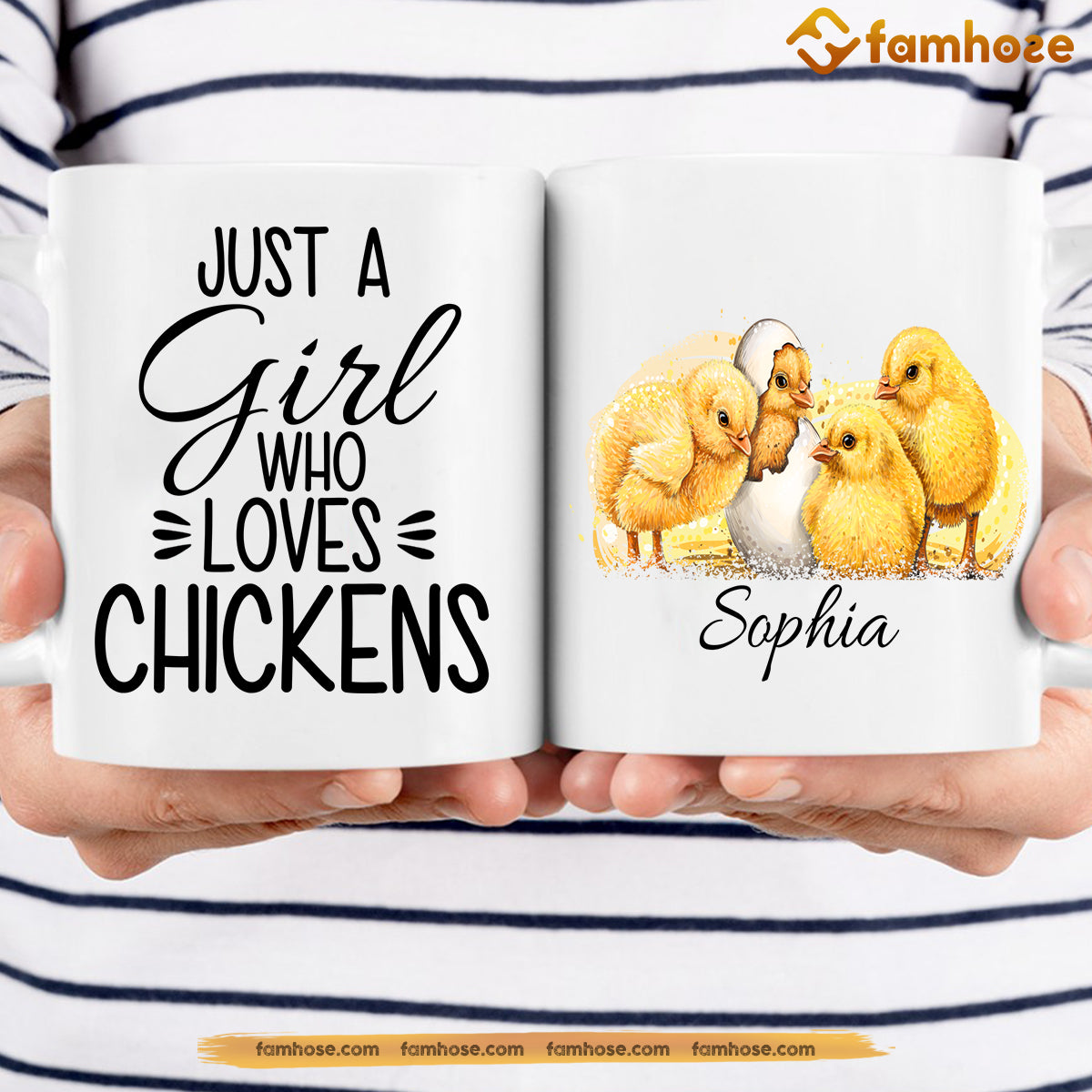 Personalized Chicken Mug, Just A Girl Who Loves Chickens Gift For Chicken Lovers, Chicken Lovers Gift Mug, Cups, Chicken Owner