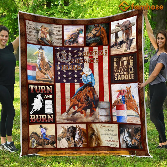 Barrel Racing Blanket, 3 Barrels 2 Hearts 1 Dream, Barrel Racing Fleece Blanket - Sherpa Blanket Gift For Barrel Racing Lover