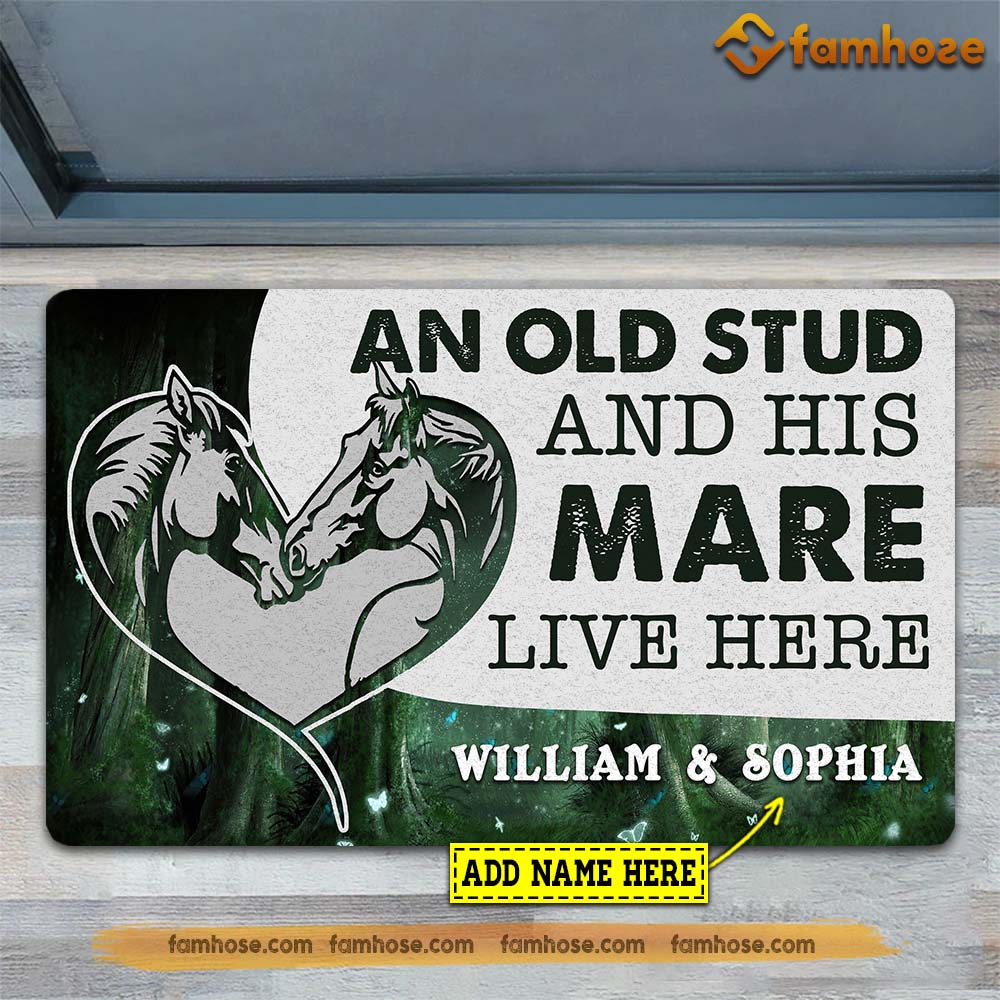 Personalized Horse Doormat, An Old Stud And His Mare Live Here Gift For Horse Lovers, New Home Gift, Housewarming Gift, Horse Decor