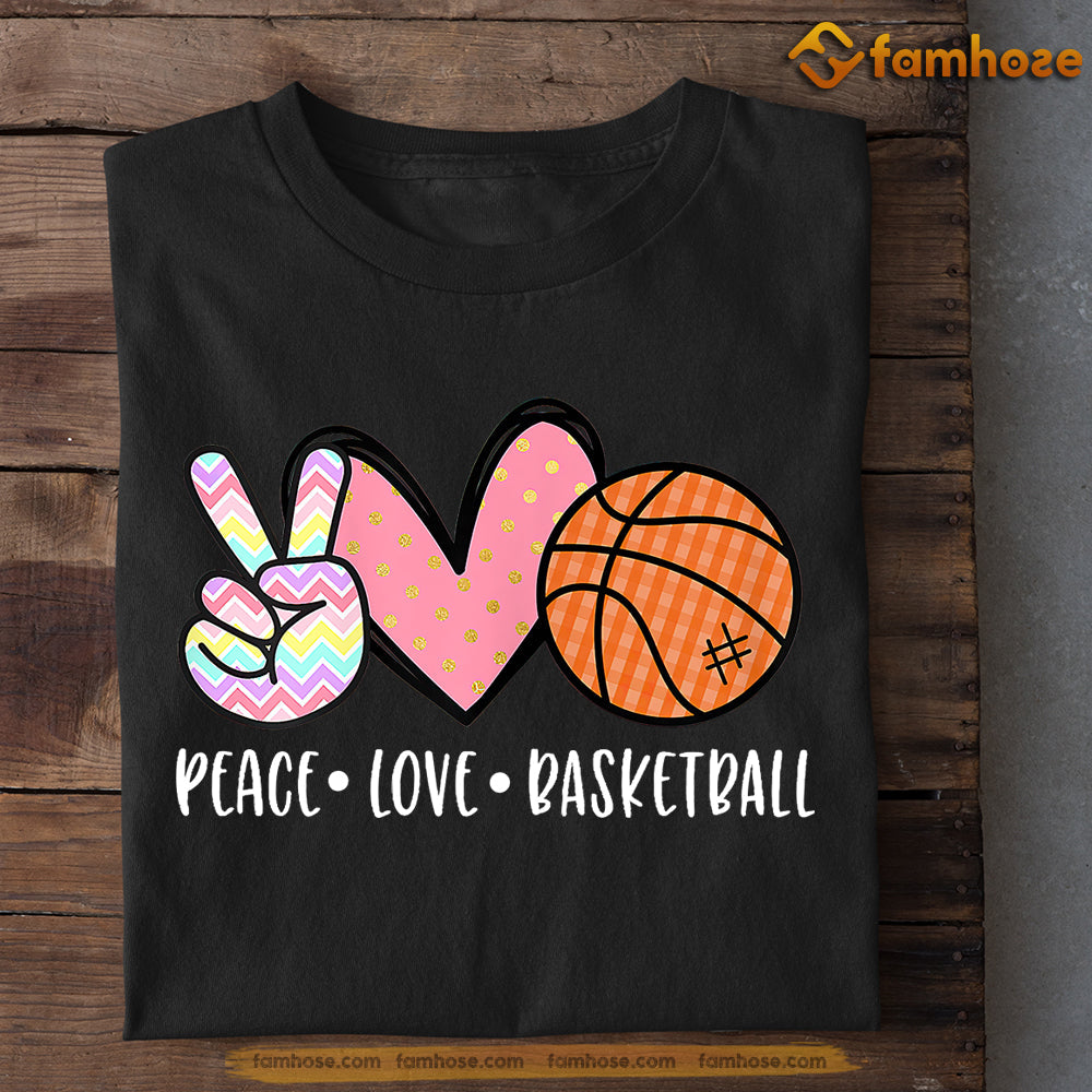 Cute Basketball T-shirt, Peasce Love Basketball, Gift For Basketball Lovers, Basketball Tees