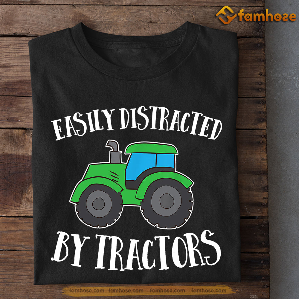 Tractor Kids T-shirt, Easily Distracted By Tractors, Back To School Gift For Tractor Kids Boys And Girls