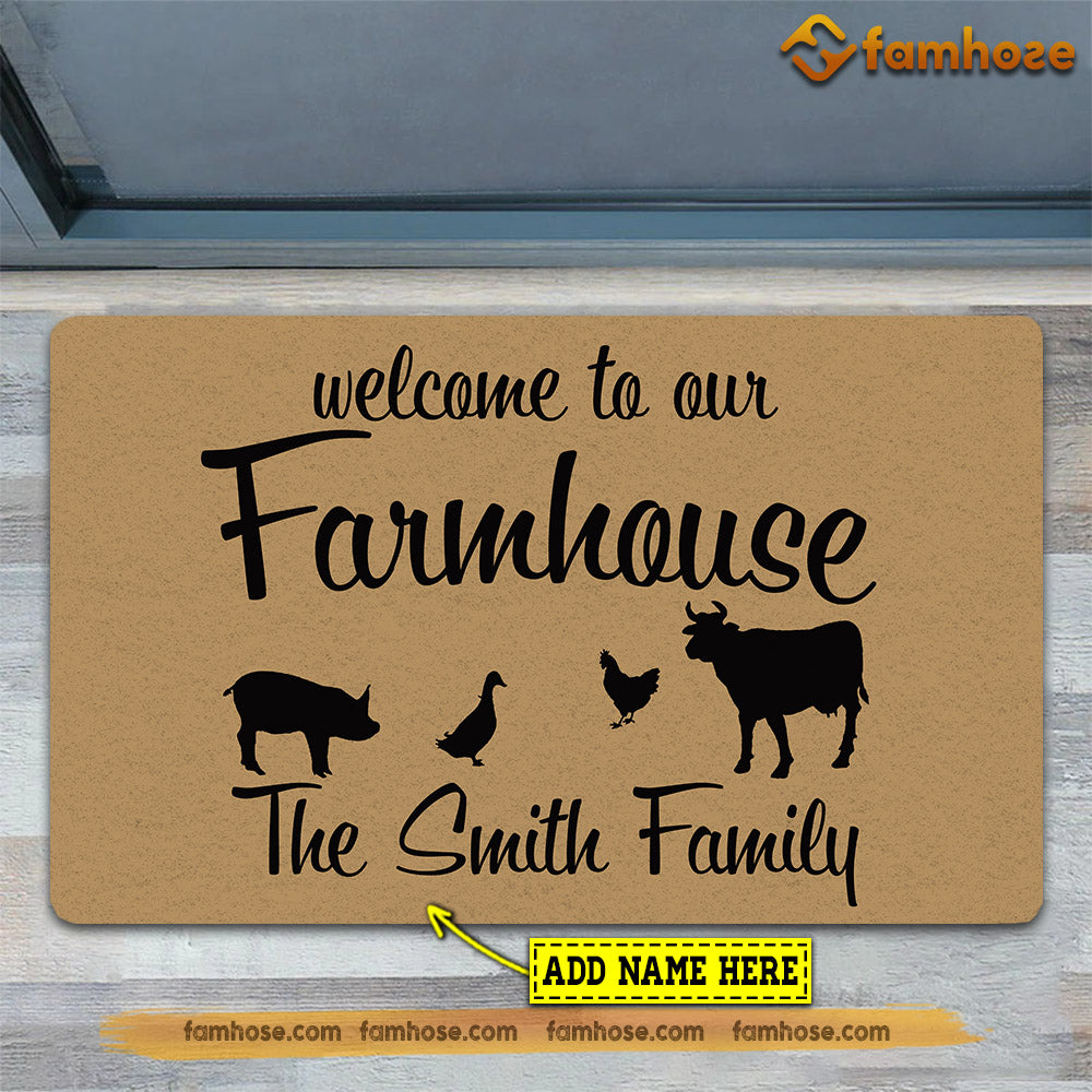 Personalized Farm Doormat, Welcome To Our Farmhouse Gift For Farmers, New Home Gift, Housewarming Gift, Farm Decor