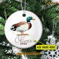 Christmas Duck Ornament, Cute Duck Alone Gift For Duck Lovers, Personalized Custom Circle Ceramic Ornament