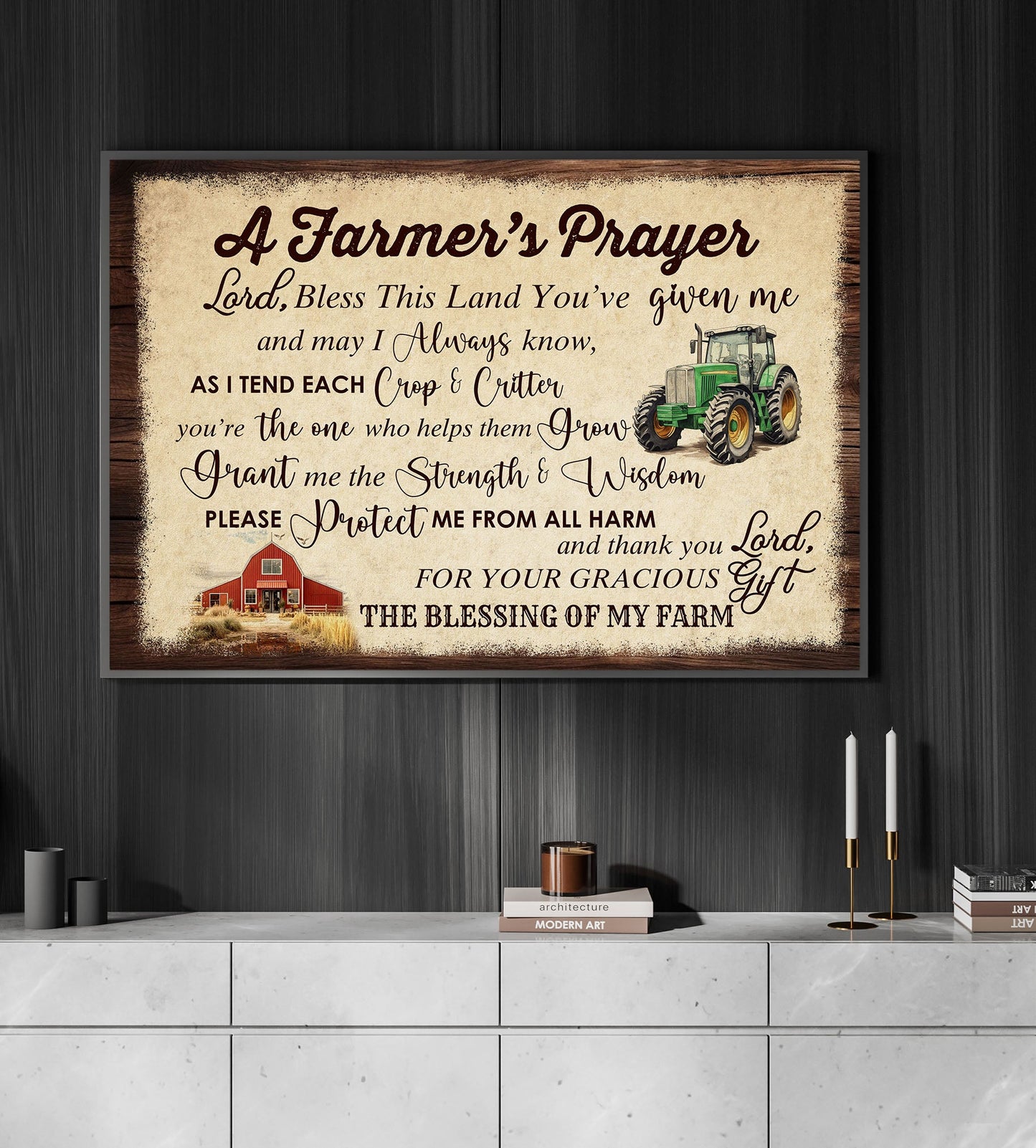 A Farmer's Prayer Lord, Bless This Land You've Given Me, Tractor Canvas Painting, Wall Art Decor - Poster Gift For Tractor Lovers, Gift For Farmers