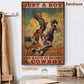 Cowboy Poster & Canvas, Just A Boy Who Want To Become A Cowboy, Horse Canvas Wall Art, Poster Gift For Horse Lovers