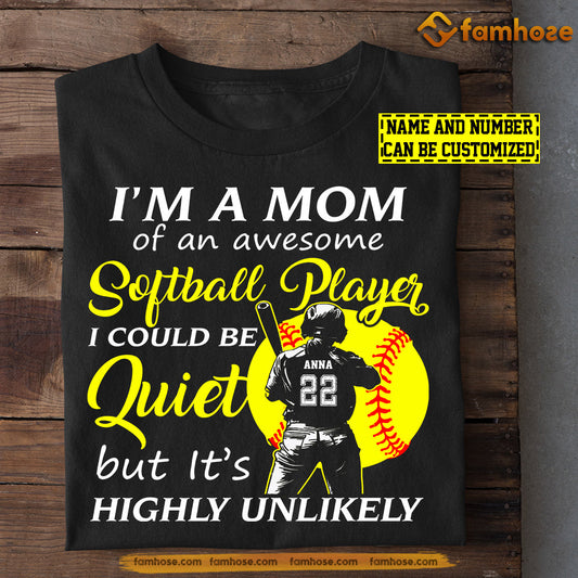 Funny Personalized Mother's Day Softball T-shirt, I'm A Mom Of Softball Player, Gift For Softball Lovers, Softball Players