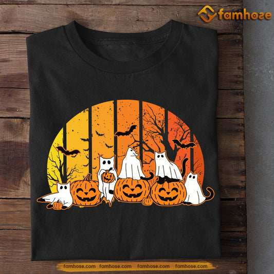 Vintage Halloween Cat T-shirt, Cat Holding Pumpkins, Gift For Cat Lovers, Cat Tees, Cat Owners