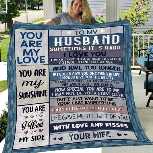 Romantic Valentine's Day Blanket, To My Husband Life Gave Me The Gift Of You, Inspirational Quotes Fleece Blanket - Sherpa Blanket Gift For Your Husband