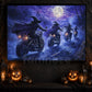 Halloween Motorcycle Witch Canvas Painting, Midnight Highway Coven Wall Art Decor, Spooky Season Poster Gift For Biker