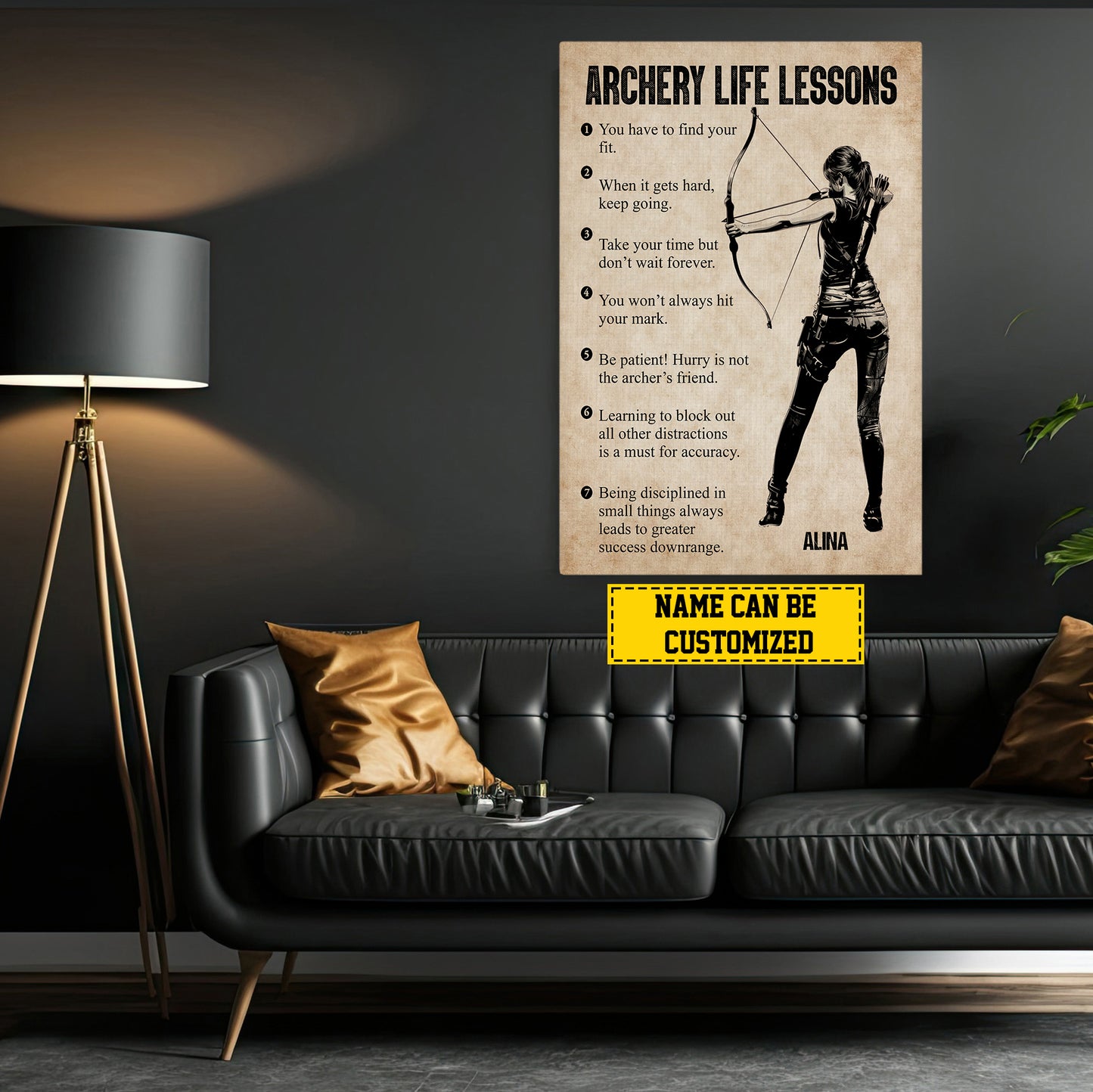 Archery Life Lessons, Personalized Archery Girl Canvas Painting, Inspirational Quotes Wall Art Decor, Poster Gift For Archery Lovers, Archer