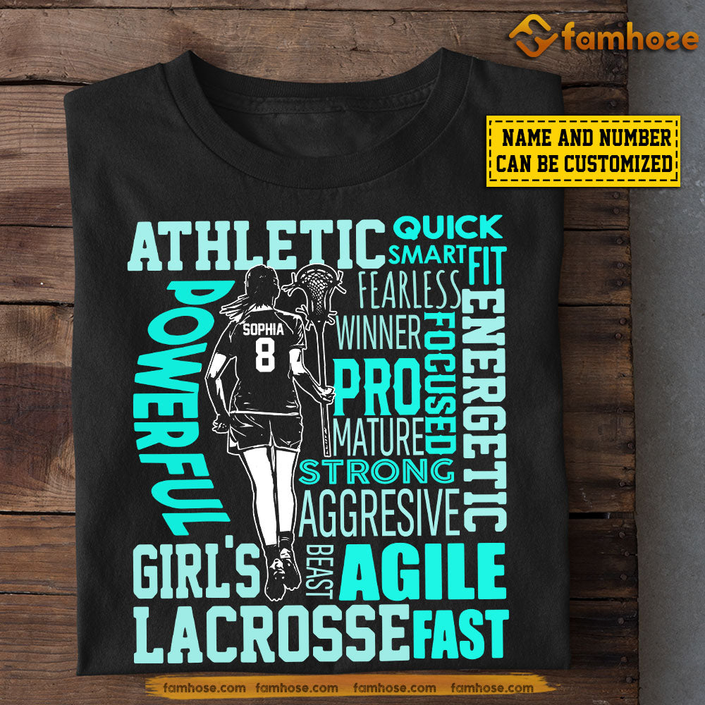 Personalized Lacrosse Girl T-shirt, Athletic Quick Fast Powerful, Gift For Lacrosse Lovers, Lacrosse Girls