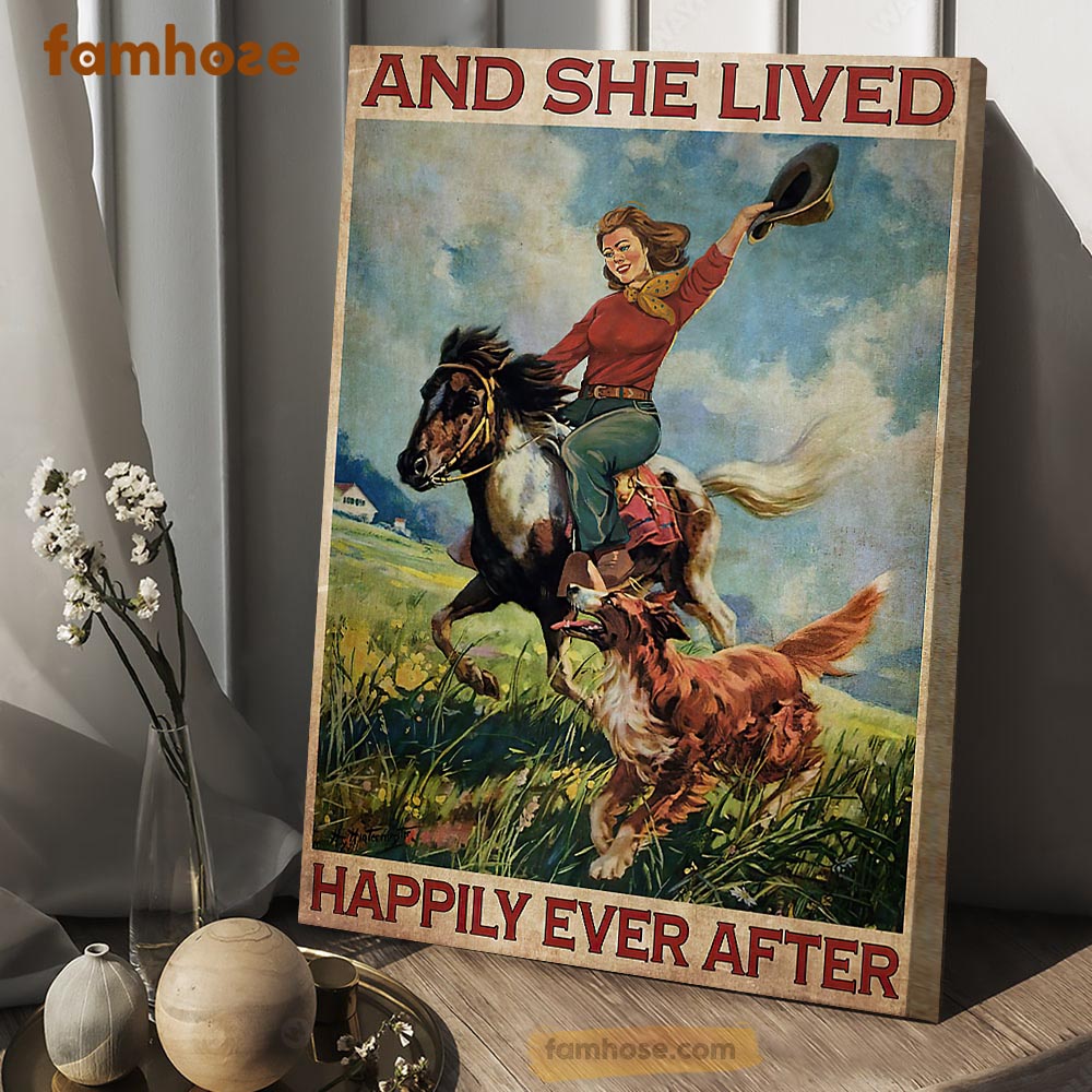 Horse Poster & Canvas, And She Lived Happily Ever After, Horse Canvas Wall Art, Poster Gift For Horse Lovers