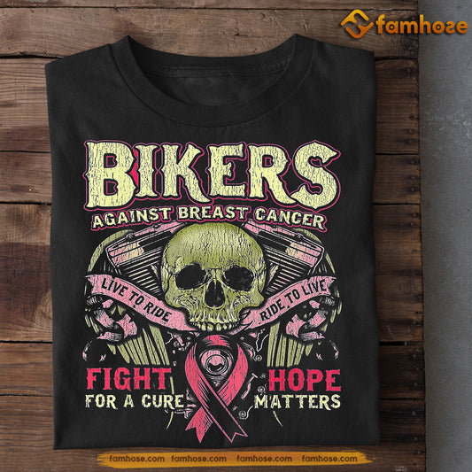 Biker T-shirt, Fight Hope For A Cure, Gift For Biker Lovers Who Support Breast Cancer Awareness