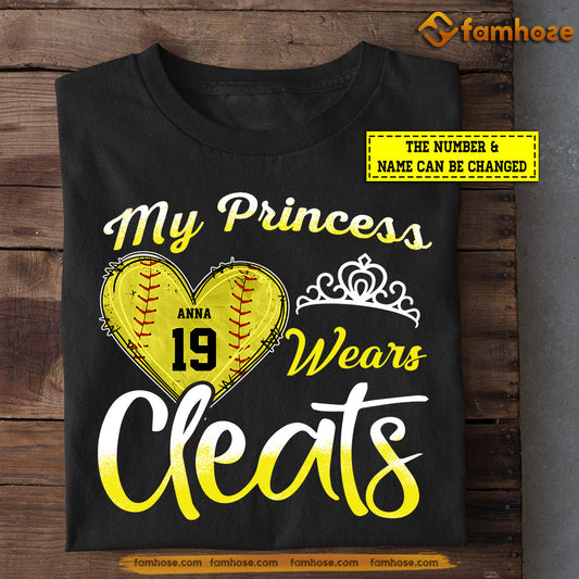 Personalized Mother's Day Softball T-shirt, My Princess Wears Cleats, Gift For Softball Lovers, Softball Players