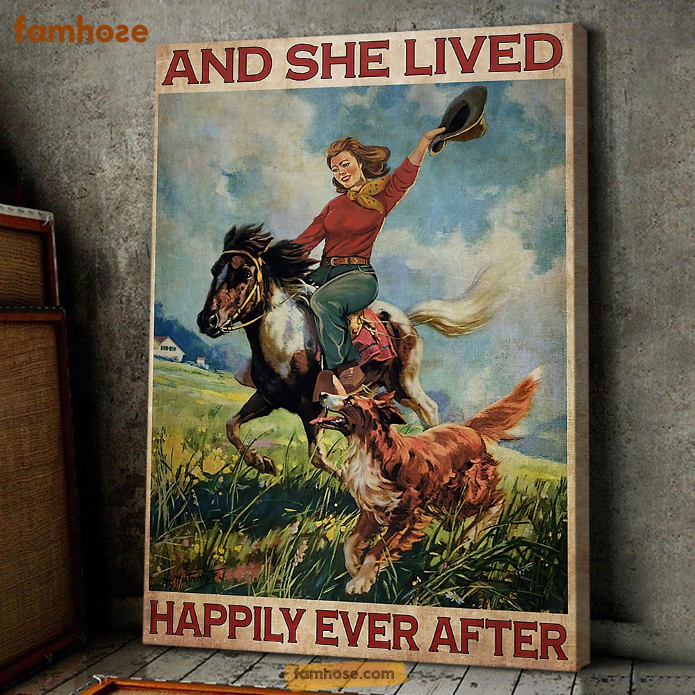 Horse Poster & Canvas, And She Lived Happily Ever After, Horse Canvas Wall Art, Poster Gift For Horse Lovers