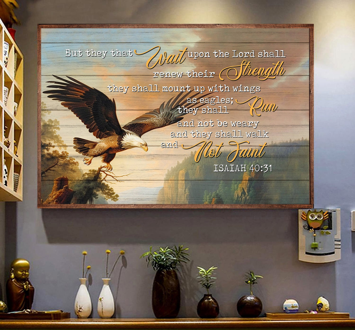 Eagle Canvas Painting, Wall Art Decor, Shall Mount Up With Wings As Eagles - Poster Gift For Eagle Lovers