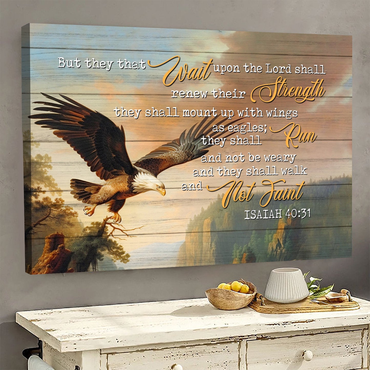 Eagle Canvas Painting, Wall Art Decor, Shall Mount Up With Wings As Eagles - Poster Gift For Eagle Lovers