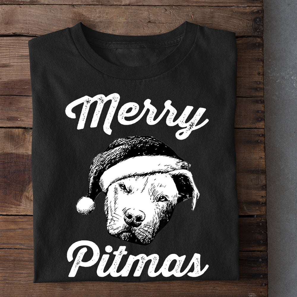 Pitbul Dog Christmas T-shirt, Merry Pitmas, Gift For Dog Lovers, Dog Tees, Dog Owners